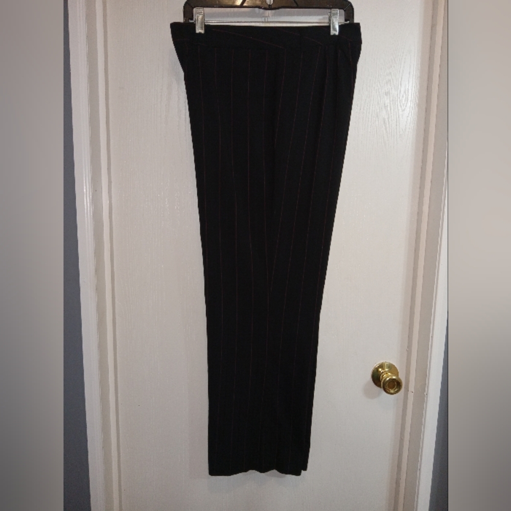 💣GEOFFREYBEENE SPORT BLACK W/ PINK PIN STRIPED PANTS SZ 14S